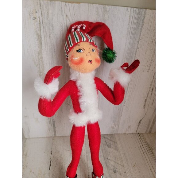 Annalee 15" candy cane elf outfit unique vintage home decor xmas - Picture 2 of 7
